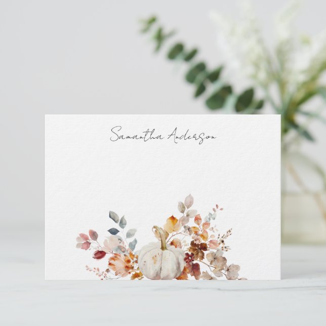 Citrouille personnalisé Carte de note d'automne pl (Debout devant)