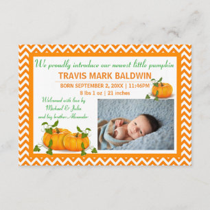 Citrouille photo Chevron - Faire-part de naissance