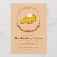 Citrouille Pie Caractère Thanksgiving Invitation
