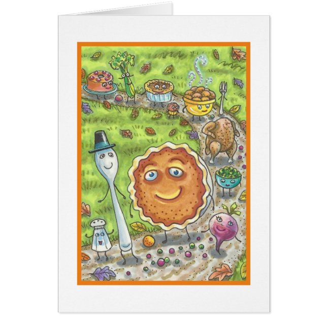 CITROUILLE PIE PARADE THANKSGIVING GREETING CARD B (Devant)