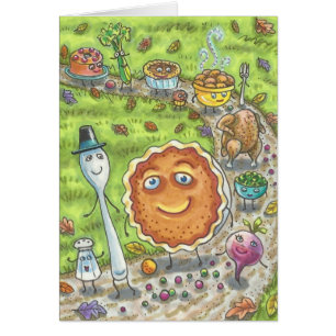 CITROUILLE PIE PARADE THANKSGIVING GREETING CARD B
