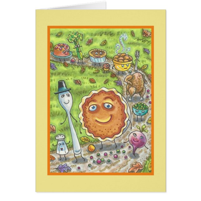 CITROUILLE PIE PARADE THANKSGIVING GREETING CARD B (Devant)