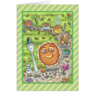 CITROUILLE PIE PARADE THANKSGIVING GREETING CARD V
