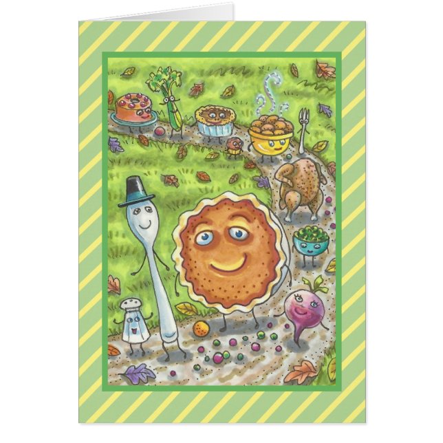 CITROUILLE PIE PARADE THANKSGIVING GREETING CARD V (Devant)