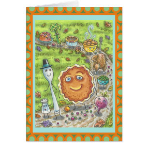 CITROUILLE PIE PARADE THANKSGIVING GREETING CARD V