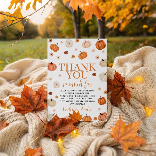 Citrouille Premier anniversaire Carte de remerciem (Créateur téléchargé)