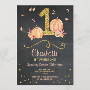 Citrouille Premier Anniversaire Invitation de Chal