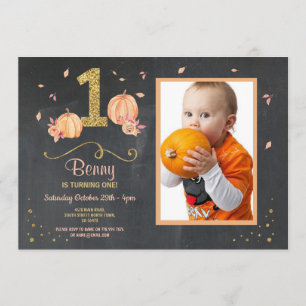 Citrouille Premier anniversaire Invitation photo d