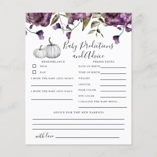 Citrouille Purple Baby Predictions & Conseils Card (Devant)