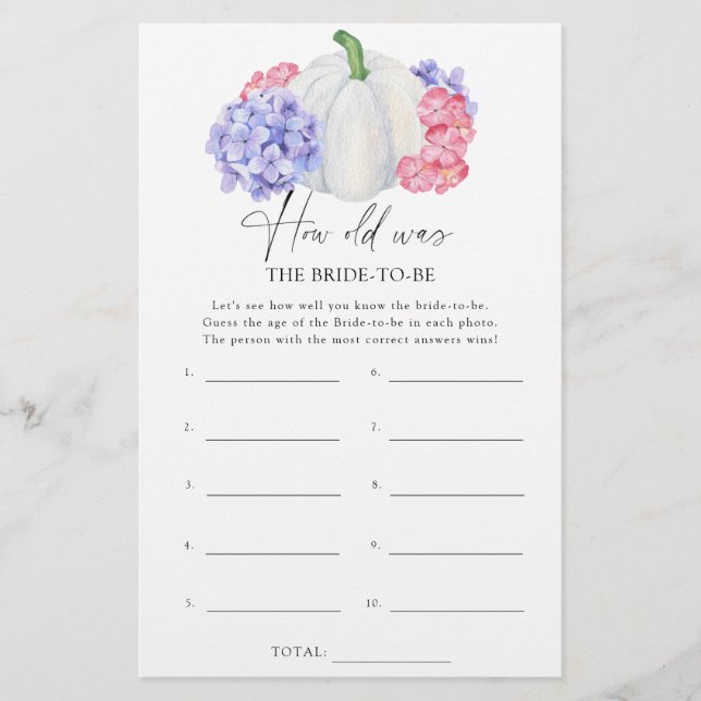 Citrouille - Quel âge avait la mariée pour être je (Devant)