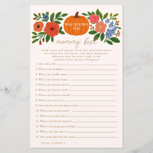 Citrouille Qui Connaît Maman Meilleur Baby shower  (Devant)