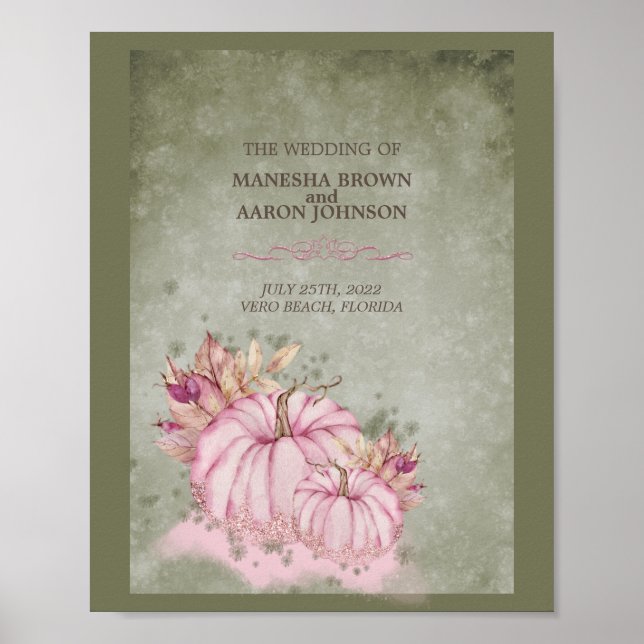 Citrouille ROSE - Affiche de mariage (Devant)