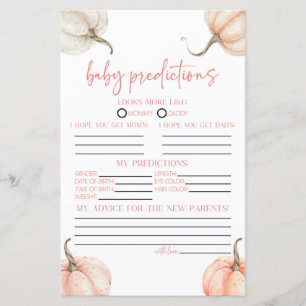 Citrouille rose Automne Baby shower de prédictions