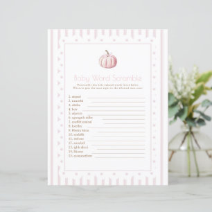 citrouille rose bébé mot scrabble baby shower jeu
