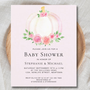 Citrouille rose budget Couples Baby shower Invitat