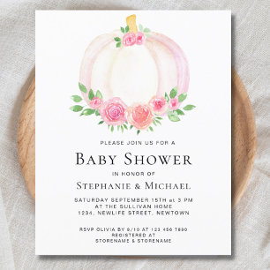 Citrouille rose budget Couples Baby shower Invitat
