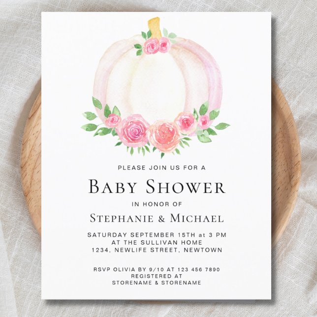 Citrouille rose budget Couples Baby shower Invitat (Créateur téléchargé)