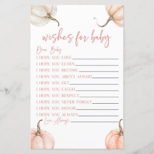Citrouille Rose Chute Des Voeux Pour Baby shower J