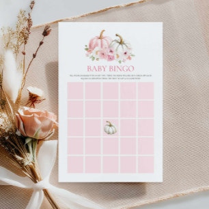 Citrouille rose Fall Girl Baby Bingo Game Card