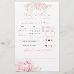Citrouille rose fille Floral Bow Baby shower jeu