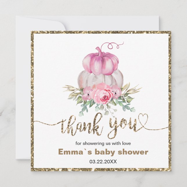 Citrouille rose Floral Automne merci (Devant)