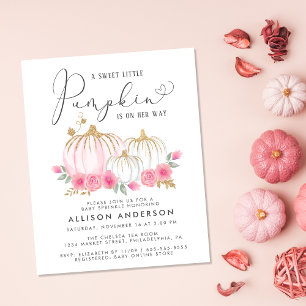 Citrouille rose Floral Baby Girl Sprinkle Invitati