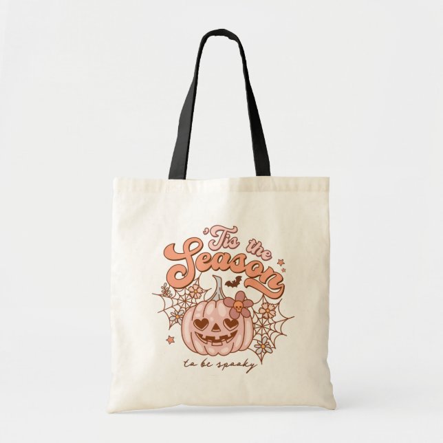 Citrouille rose Halloween Rétro Hippie Nom Sac fou (Devant)
