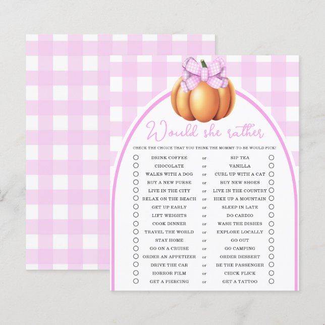 Citrouille rose ruban Plutôt jeu (Devant / Derrière)