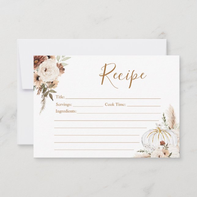 Citrouille Rustic Boho Fall In love Recette Card (Devant)
