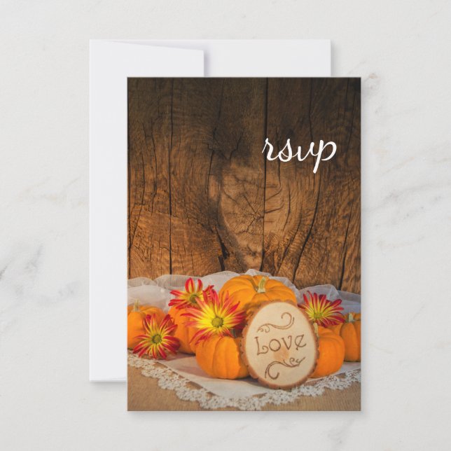 Citrouille rustique Automne Grange Mariage Carte R (Devant)