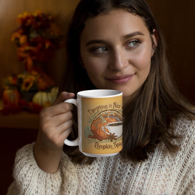 Citrouille Spice Coffee Mug Automne Gold Arrière - (Pumpkin Spice Coffee Mug Autumn Gold Background - 15 oz mug)