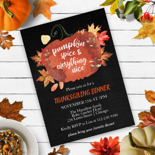 Citrouille Spice Thanksgiving Black Invitation