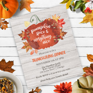 Citrouille Spice Thanksgiving Budget Grey Invitati