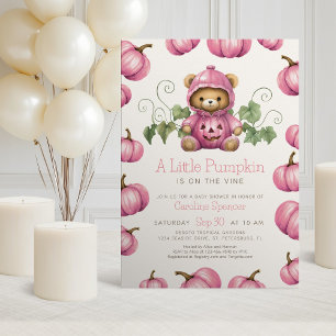 Citrouille Teddy Bear Girl Baby shower Invitation