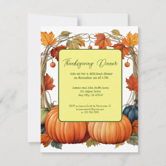 Citrouille Thanksgiving Day Diner Invitation