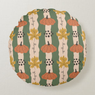 Citrouille tiré à la main et Coussin rond Motif fe
