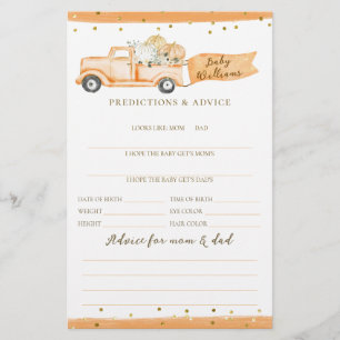 Citrouille Truck Modern Automne Baby shower Jeu