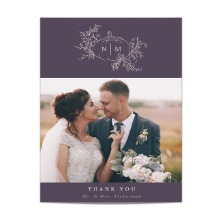 Citrouille Vines Monogramme Mariage Merci Cartes