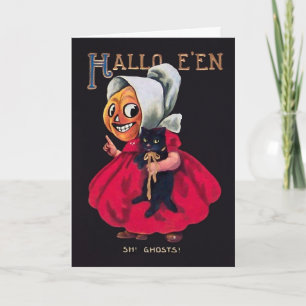 Citrouille vintage avec carte Halloween Chat