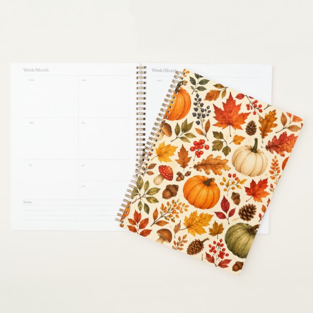Citrouilles aquarelles d'automne, feuilles d'autom (Devant avec enveloppe)