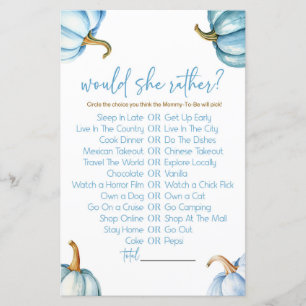 Citrouilles Bleus Voudrait Elle Plutôt Baby shower