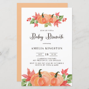 Citrouilles d'aquarelle automne Bébé Brunch Invita