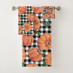 Citrouilles d'automne à carreaux noirs et blancs d