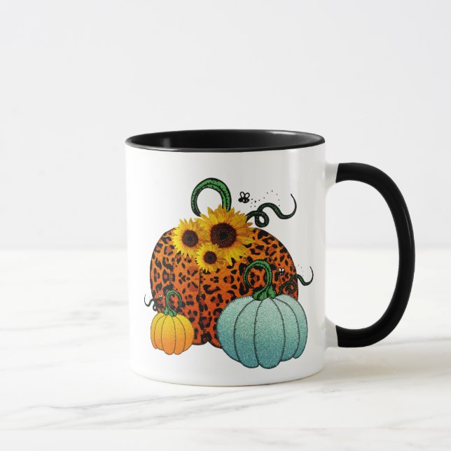 Citrouilles d'automne avec des tournesols Mug (Droite)