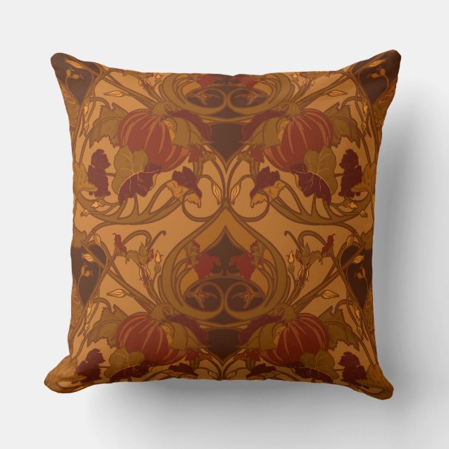 Citrouilles d'automne et vignes Coussin (Recto)