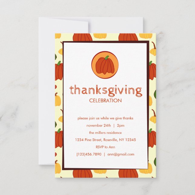 Citrouilles d'automne : Invitation de Thanksgiving (Devant)