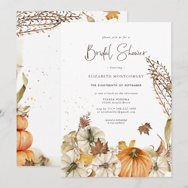 Citrouilles d'automne | Mariage Floral d'Automne (Devant / Derrière)