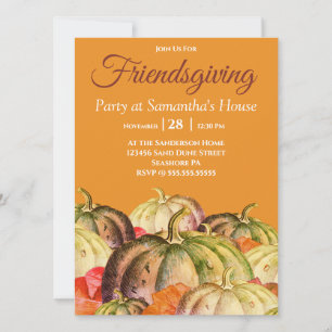 Citrouilles de Friendsgiving à l'aquarelle orange 
