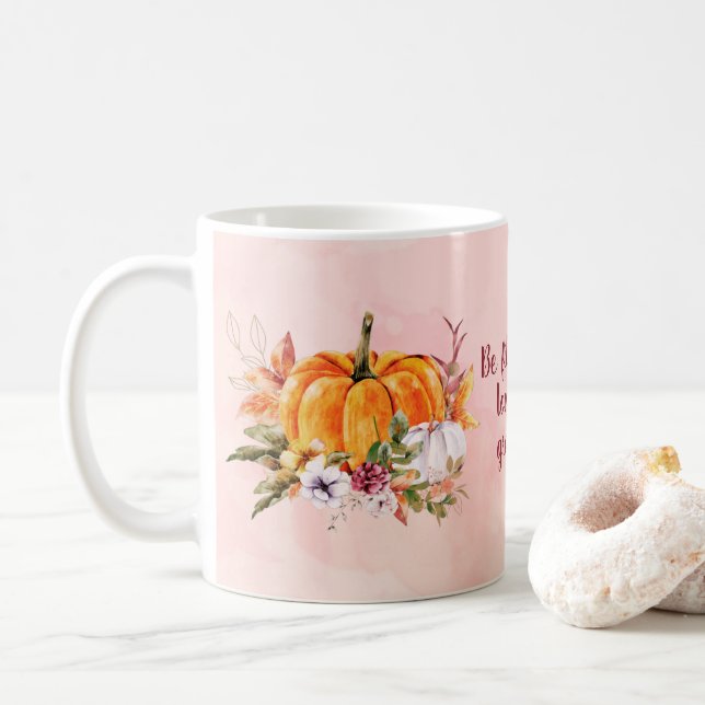 Citrouilles De Thanksgiving Et Fleurs Café Mug (Avec donut)
