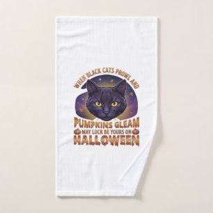Citrouilles Éclat Halloween Chat Noir Feuilles Tom